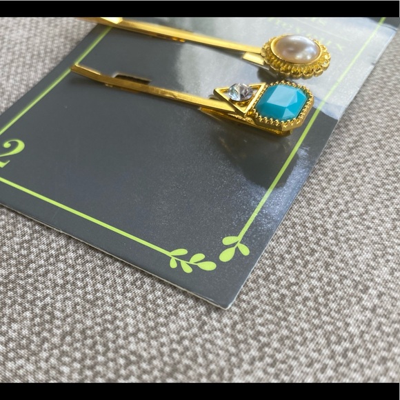 Barrett set Turquoise Pearl Gold Rhinestone NWT - Picture 6 of 14